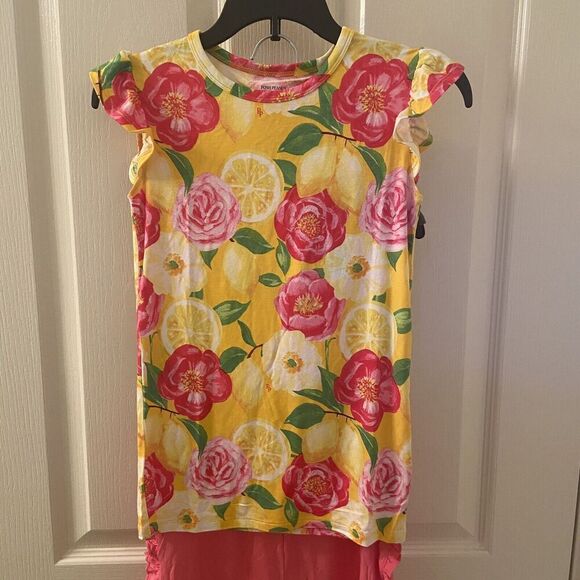 Posh Peanut Floral Annika Angel Sleeve Tee & Pink Varsity Shorts Set Size 9 NWT - Picture 2 of 12
